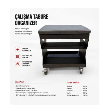 Tekerlekli Metal Tabure