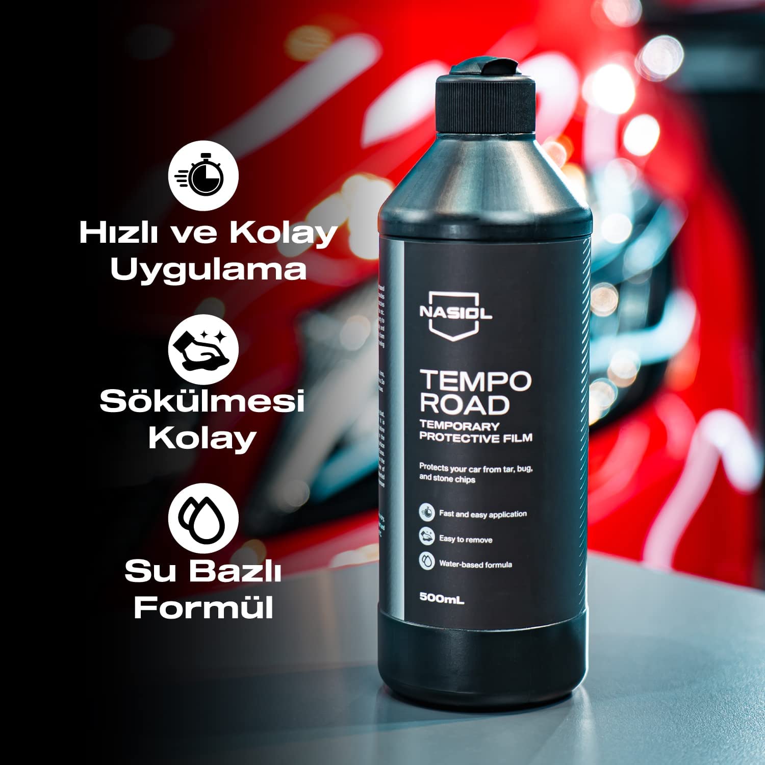 Nasiol TempoRoad Geçici Araç ve Boya Koruyucu Film-500 mL-Boya Koruma Filmi, Leke Önleme, Detailing, Off-Road Araç Yüzeyi Koruyucu, Su Bazlı Leke Tutmaz Film