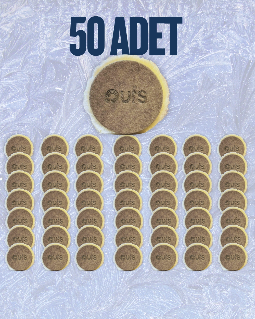 50 Adet UFS Beyaz Tüy Agresif Polisaj Keçesi 160mm Eko Seri