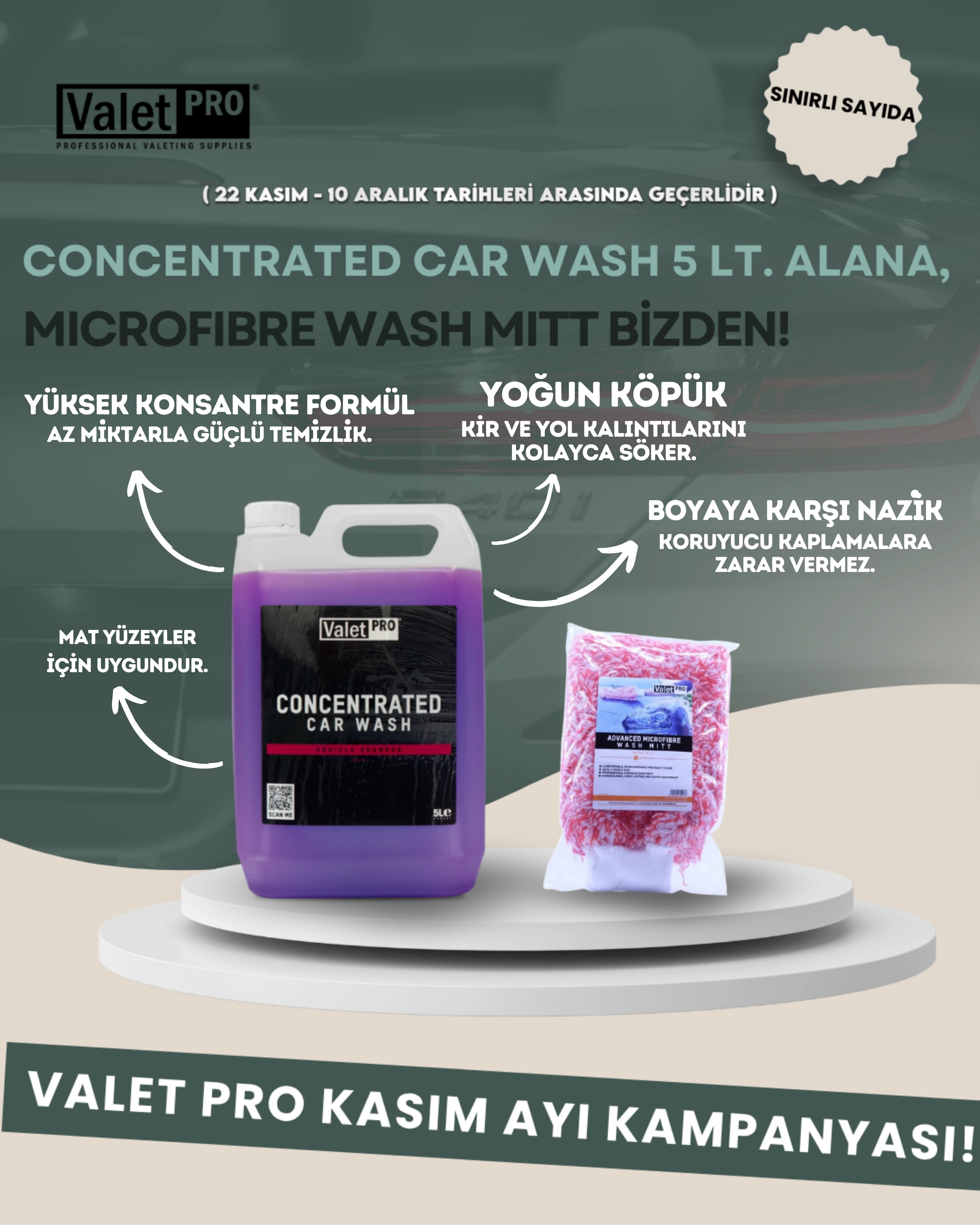 Valet Pro - Seramik Korumalar için PH Dengeli Konsantre Şampuan - Concentrated Car Wash 5lt